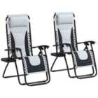 Outsunny 2 Pcs Zero Gravity Lounger Folding Recliner Chair w/ Cup Holder