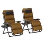 Outsunny 2 Pieces Zero Gravity Chairs, Reclining Folding Sun Lounger, Brown