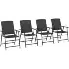 Outsunny 4pcs Rattan Chair Foldable Garden Furniture w/ Armrest Black
