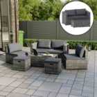 Garden Vida Islay 6 Seater Rattan Set, Grey