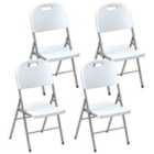 Outsunny 4PCS Folding Chair with Steel Frame, Garden Chair Set, White