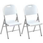 Outsunny 2PCS Folding Chair with Steel Frame, Garden Chair Set, White