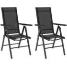 Outsunny 2PCS Folding Chair w/ Breathable Mesh Back and Seat, Black