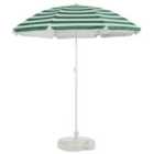 Harbour Housewares Metal Beach Parasol with White Base - 1.8m - Green Stripe