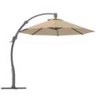Outsunny 3(m) Garden Cantilever Parasol with Crank Aluminium Frame Khaki