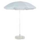 Harbour Housewares Metal Beach Parasol & Base Set - 1.74 x 1.93m - Grey/White