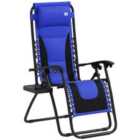 Outsunny Zero Gravity Lounger Folding Recliner Chair w/ Cup Holder Blue