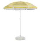 Harbour Housewares Metal Beach Parasol with White Base - 1.8m - Yellow Stripe