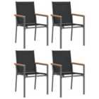 vidaXL Garden Chairs 4 pcs Black 55x61.5x90 cm Textilene and Steel