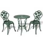 vidaXL 3 Piece Bistro Set Cast Aluminium Green