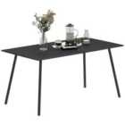Outsunny Garden Table for 6 Person with Slat Top, Steel Frame, Black