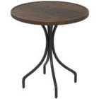 Outsunny Round Garden Table Outdoor Side Table with Steel Frame Brown