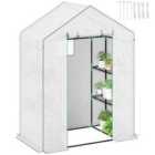 Outsunny Walk-in Greenhouse w/ 4 Shelves, Outdoor Small Greenhouse, White