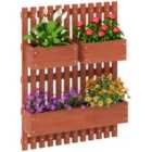 Outsunny Wooden Garden Planters with Trellis Wall-mounted Raised Garden Bed