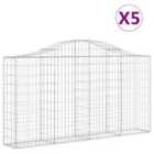 vidaXL Arched Gabion Baskets 5 pcs 200x30x100/120 cm Galvanised Iron