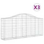 vidaXL Arched Gabion Baskets 3 pcs 200x30x80/100 cm Galvanised Iron