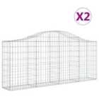 vidaXL Arched Gabion Baskets 2 pcs 200x30x80/100 cm Galvanised Iron
