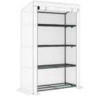 Outsunny 4 Tier Lean-to Mini Greenhouse with Reinforced PE Cover, Grey