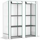 Outsunny 3 Tier Lean-to Mini Greenhouse w/ Green Hemmed Edging, White