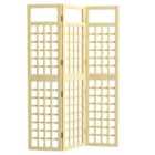 Outsunny 3-Panel Wooden Garden Privacy Screen, Natural Wood Finish