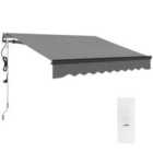 Outsunny 2.5 x 2m Electric Retractable Awning w/ Aluminium Frame Dark Grey