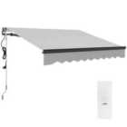 Outsunny 2.5 x 2m Electric Retractable Awning w/ Aluminium Frame Light Grey