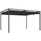 Outsunny 4x3(m) Metal Pergola Gazebo Patio Sunshelter Retractable Canopy Black