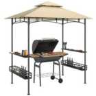 Outsunny 8' x 5' Grill Gazebo Canopy with 2 Side Shelves, Hook, Beige