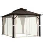 Outsunny 3x4m Polycarbonate Hardtop Gazebo with Aluminium Frame, Beige