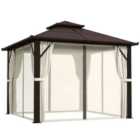Outsunny 3x3(m) Polycarbonate Hardtop Gazebo with Aluminium Frame, Beige