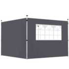 Outsunny Gazebo Replacement Exchangeable Wall Panels w/ Window, Dark Grey