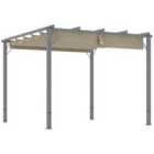 Outsunny 3 x 3(m) Aluminium Garden Pergola with Retractable Roof, Grey