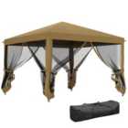 Outsunny Heavy Duty Pop Up Gazebo with Removable Mesh Sidewall Khaki