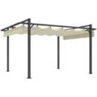 Outsunny 3 x 4m Pergola with Retractable Roof and Aluminium Frame, Khaki