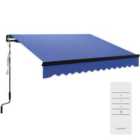 Outsunny 2.5 x 2m Electric Awning w/ LED Light and Remote Controller Blue