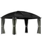Outsunny 3 x 4m Hardtop Gazebo Aluminium Garden Pavilion Dark Grey