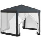 Outsunny Hexagonal Gazebo Patio, Outdoor Canopy Patio Party Tent Dark Grey