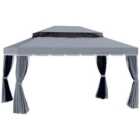 Outsunny 3x4m 2-Tier Gazebo Aluminium Garden Marquee Party Tent Dark Grey