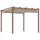 Outsunny 3 x 3(m) Aluminium Garden Pergola with Retractable Roof, Natural