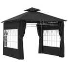Outsunny 3 x 3 m Garden Gazebo, Outdoor Gazebo Canopy Shelter, Black