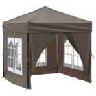vidaXL Folding Party Tent With Sidewalls Taupe 2X2 M