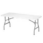 Outsunny Folding Garden Table, Patio Table with Metal Frame, White