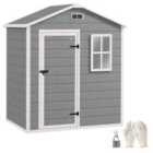 Outsunny 6 x 4ft Resin Garden Shed with Floor and Window, Grey