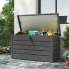 Garden Sanctuary 350L Metal Outdoor Garden Furniture Storage Box, Grey