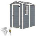 Outsunny 4 x 6ft Plastic Garden Shed with Floor, Window and Lockable Door