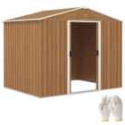 Outsunny 8 x 6ft Garden Storage Shed with Double Door Chocolate Wood Effect