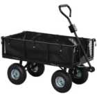Outsunny Garden Cart w/ Removable Liner, Quick-Release Sides, Black