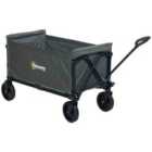 Outsunny 120L Folding Collapsible Wagon with Adjustable Handle, Grey