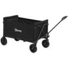 Outsunny 120L Folding Collapsible Wagon with Adjustable Handle, Black
