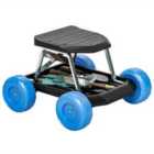 Outsunny Garden Cart w/ Wheels, Tool Tray for Weeding, Planting, Blue